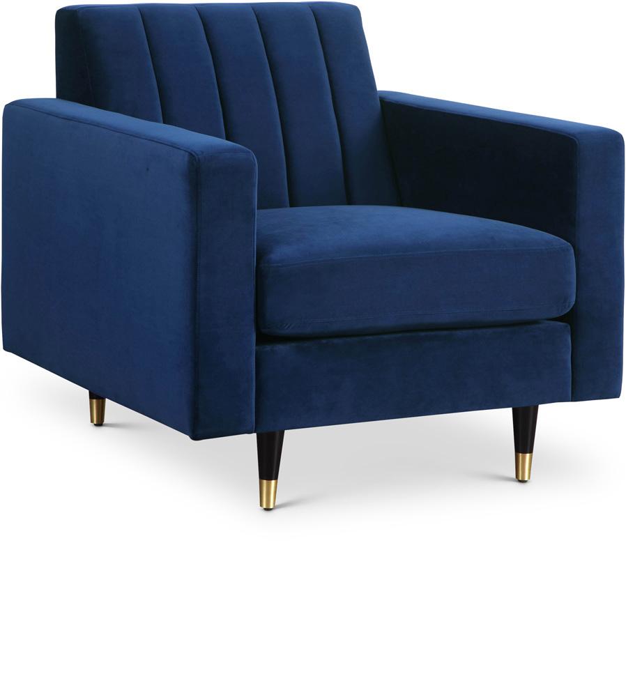 Meridian Furniture - Lola Navy Velvet Chair - 619Navy-C veiw 1