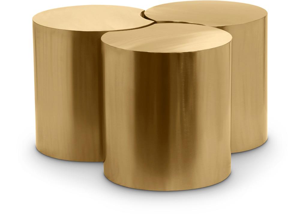 Meridian Furniture - Dimple Gold Coffee Table - 3Pc - 99081Gold-3E veiw 1