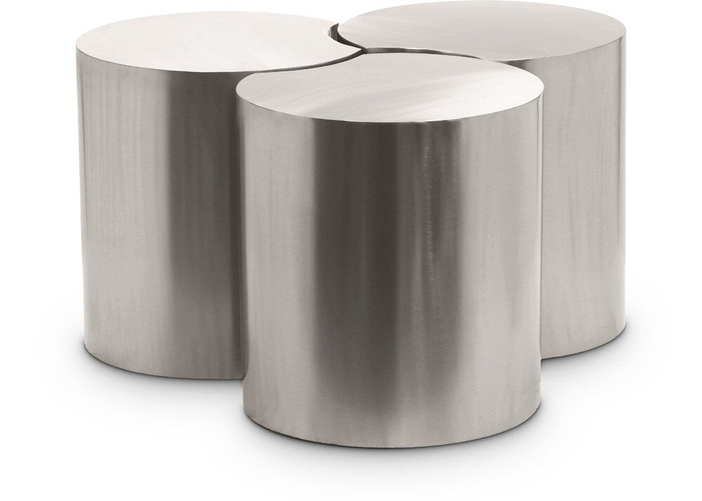 Meridian Furniture - Dimple Silver Coffee Table - 3Pc - 99081Silver-3E veiw 1