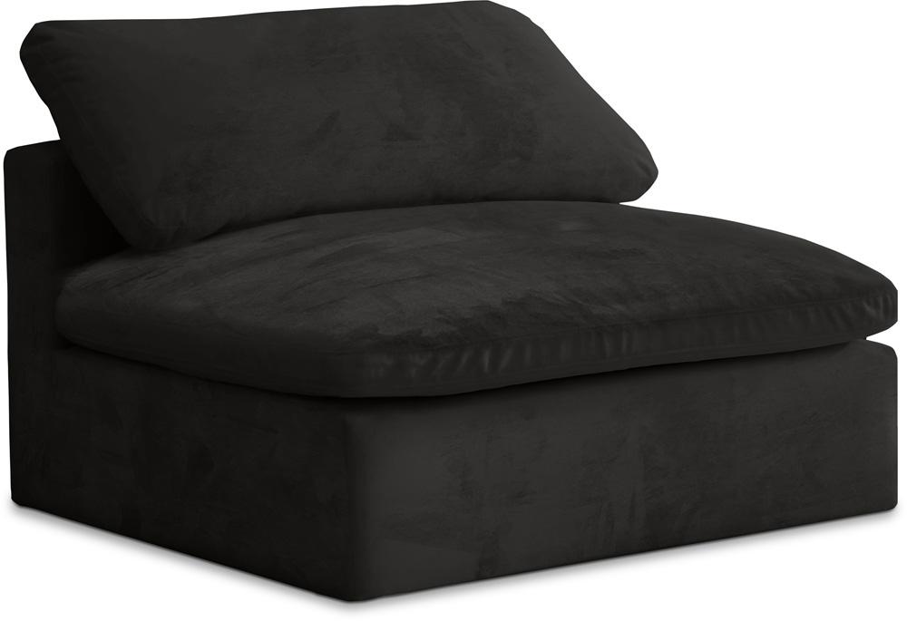 Meridian Furniture - Cozy Black Velvet Chair - 634Black-Armless veiw 1