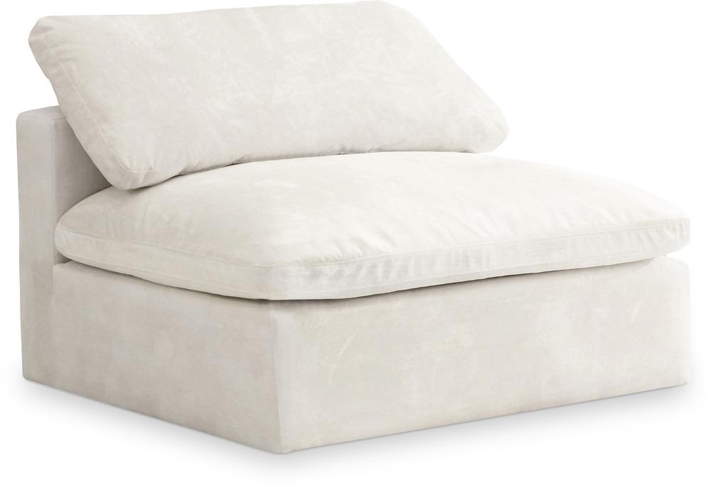 Meridian Furniture - Cozy Cream Velvet Chair - 634Cream-Armless veiw 1