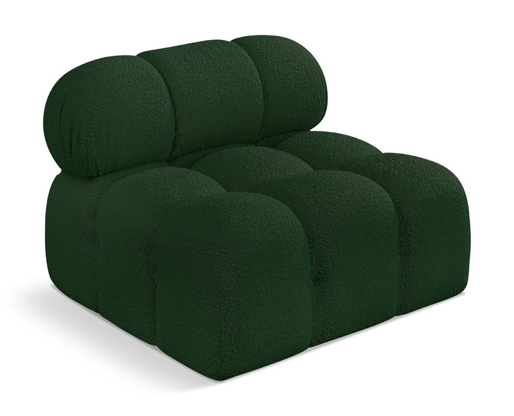 Meridian Furniture - Ames Green Boucle Fabric Armless - 611Green-Armless veiw 1