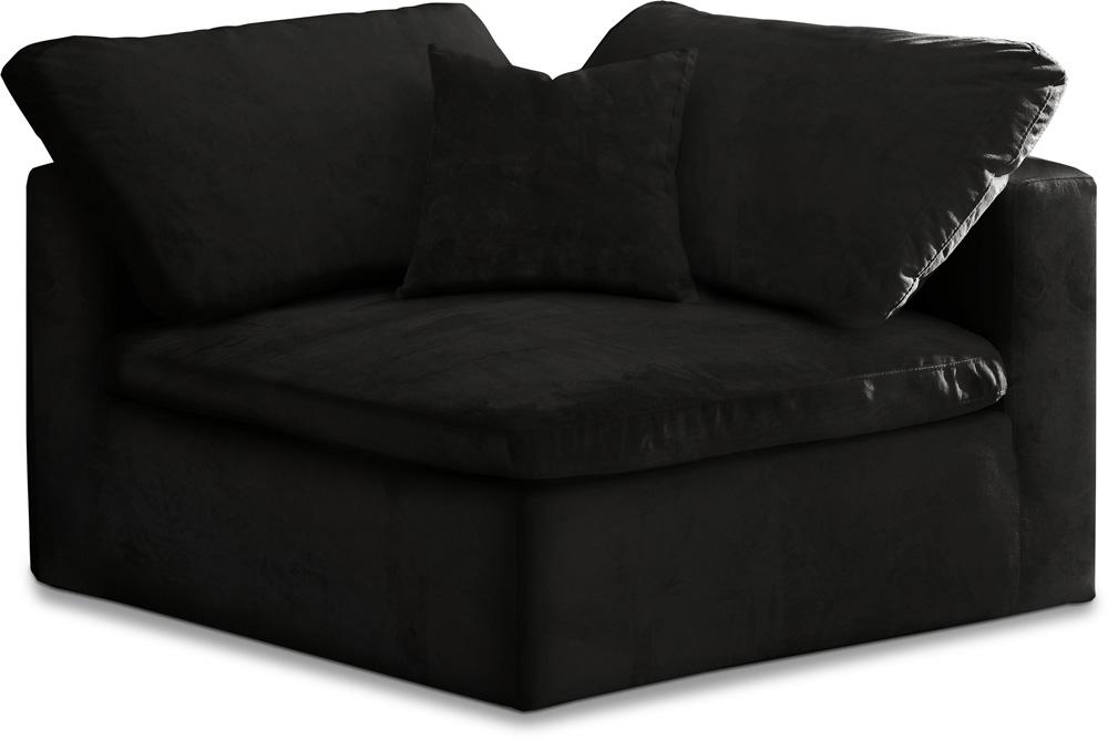 Meridian Furniture - Cozy Black Velvet Chair - 634Black-Corner veiw 1