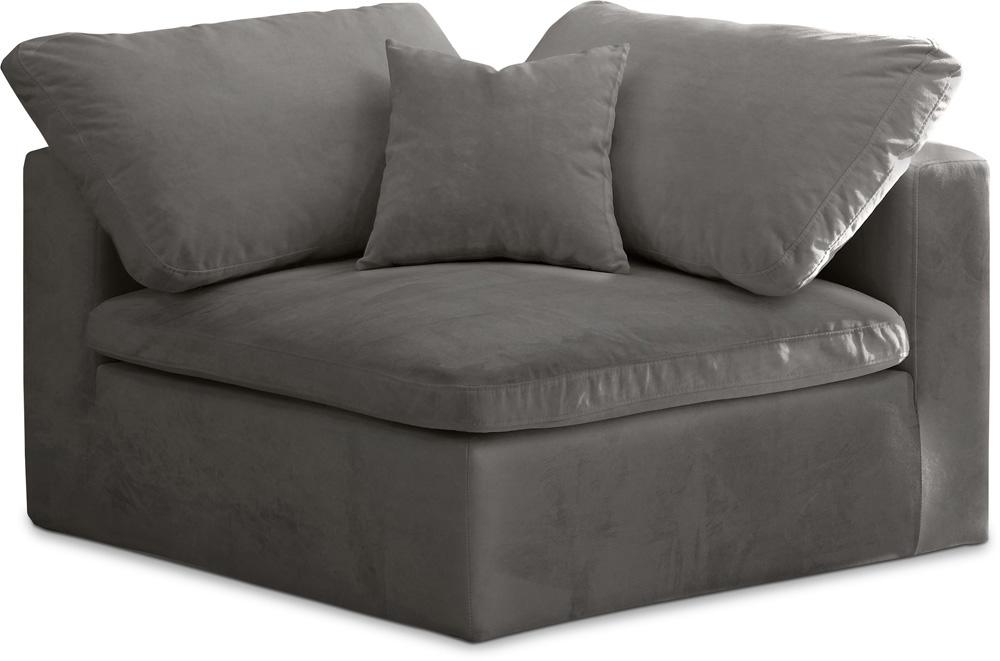 Meridian Furniture - Cozy Grey Velvet Chair - 634Grey-Corner veiw 1