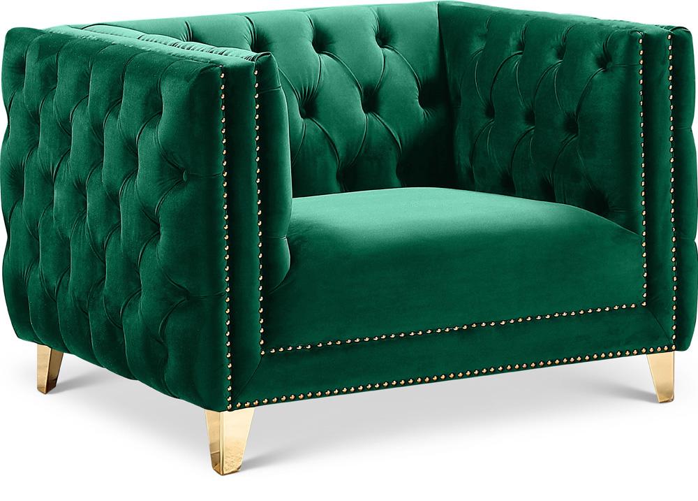 Meridian Furniture - Michelle Green Velvet Chair - 652Green-C veiw 1