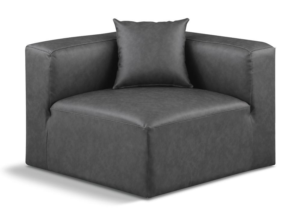 Meridian Furniture - Cube Charcoal Grey Vegan Leather Corner Chair - 668Grey-Corner veiw 1
