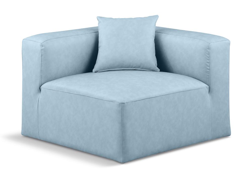 Meridian Furniture - Cube Light Blue Vegan Leather Corner Chair - 668LtBlu-Corner veiw 1