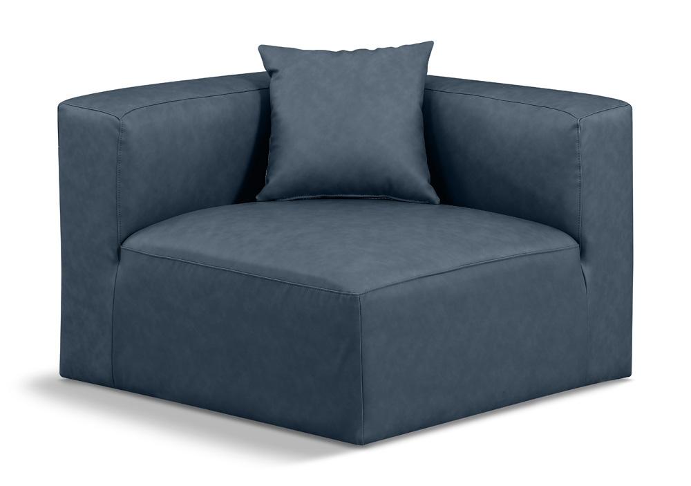 Meridian Furniture - Cube Navy Blue Vegan Leather Corner Chair - 668Navy-Corner veiw 1