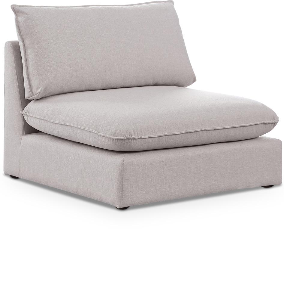 Meridian Furniture - Mackenzie Beige Durable Linen Textured Armless Chair - 688Beige-Armless veiw 1