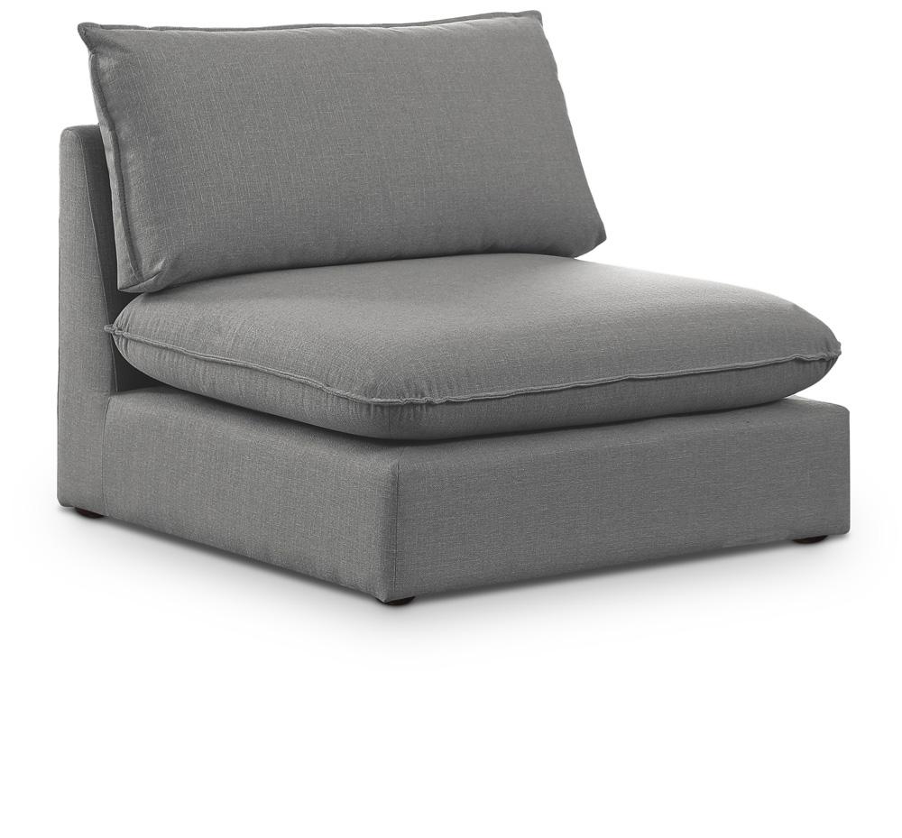 Meridian Furniture - Mackenzie Grey Durable Linen Textured Armless Chair - 688Grey-Armless veiw 1
