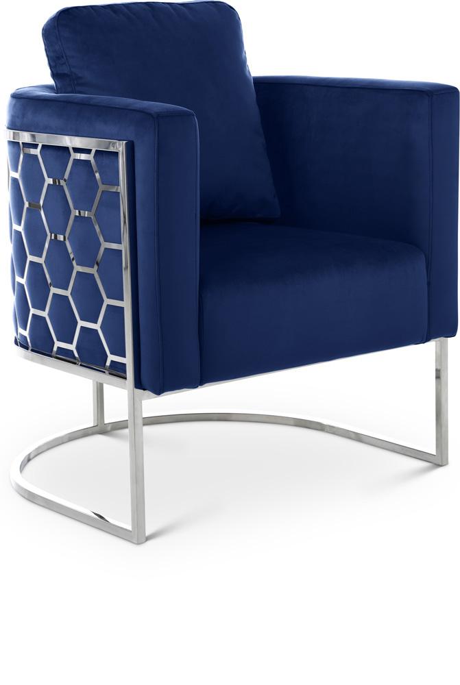 Meridian Furniture - Casa Navy Velvet Chair - 691Navy-C veiw 1
