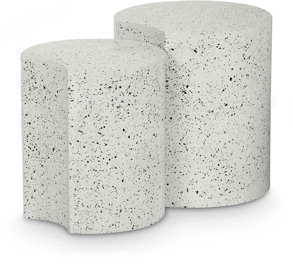 Meridian Furniture - Dimple White End Table - 2Pc - 99084White-2B veiw 1