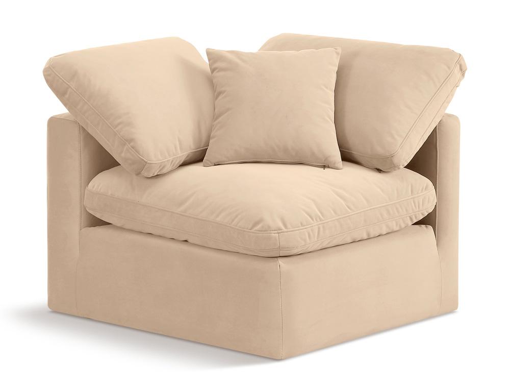Meridian Furniture - Indulge Beige Velvet Corner Chair - 147Beige-Corner veiw 1