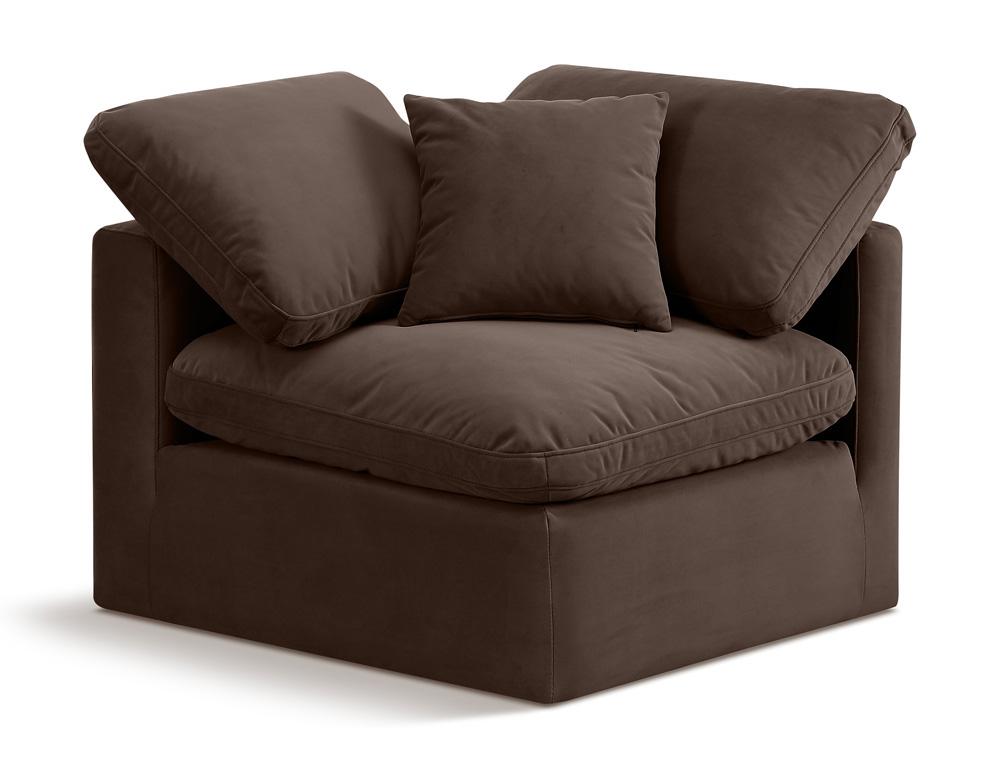 Meridian Furniture - Indulge Brown Velvet Corner Chair - 147Brown-Corner veiw 1