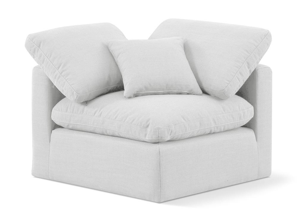Meridian Furniture - Indulge White Linen Textured Fabric Corner Chair - 141White-Corner veiw 1
