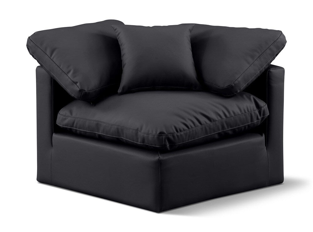 Meridian Furniture - Indulge Black Vegan Leather Corner Chair - 146Black-Corner veiw 1