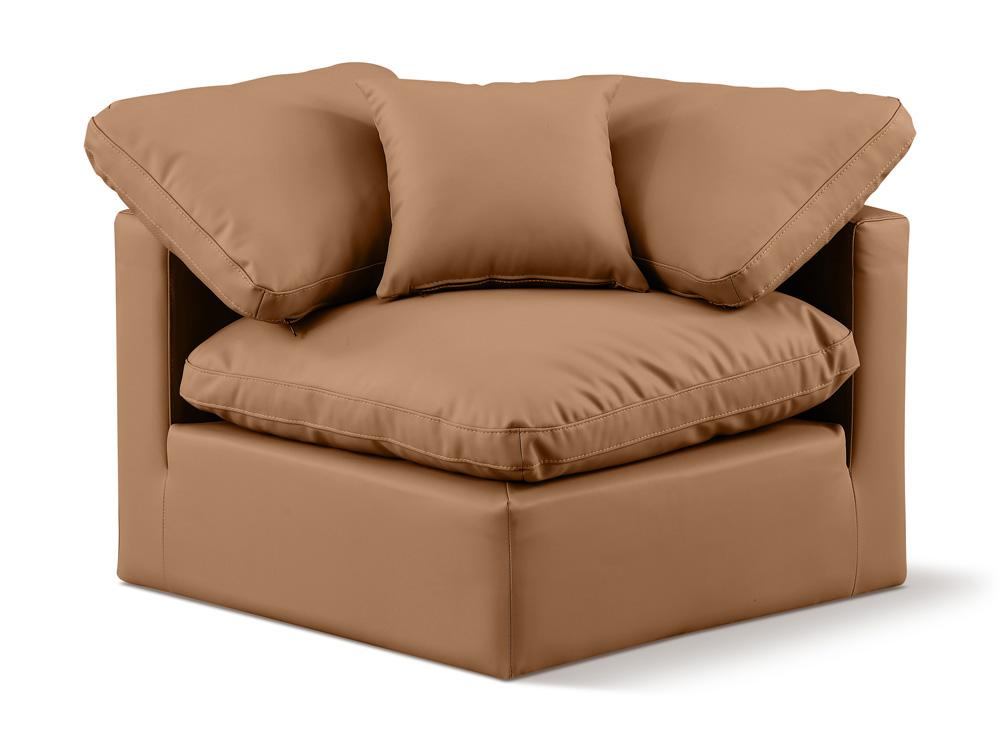 Meridian Furniture - Indulge Cognac Vegan Leather Corner Chair - 146Cognac-Corner veiw 1
