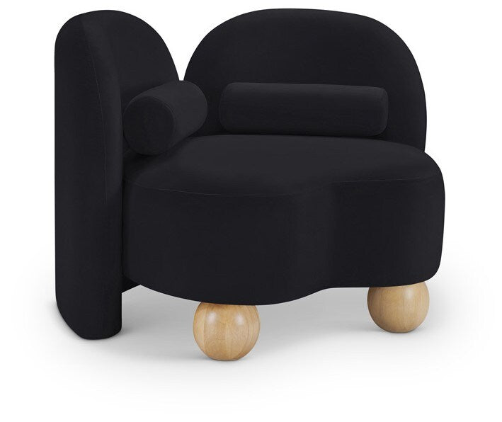 Meridian Furniture - Daphne Black Velvet Chair - 44002Black-C veiw 1