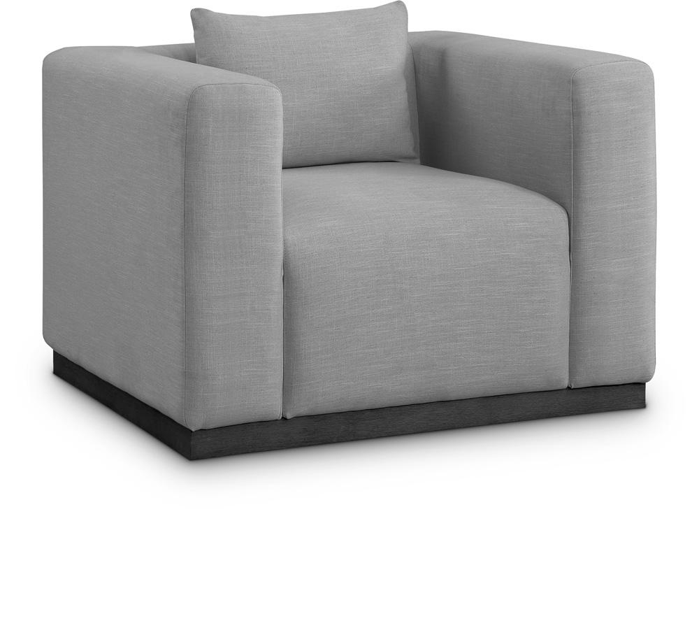 Meridian Furniture - Alfie Grey Linen Textured Fabic Chair - 642Grey-C veiw 1