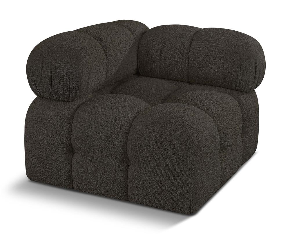 Meridian Furniture - Ames Brown Boucle Fabric Corner - 611Brown-Corner veiw 1