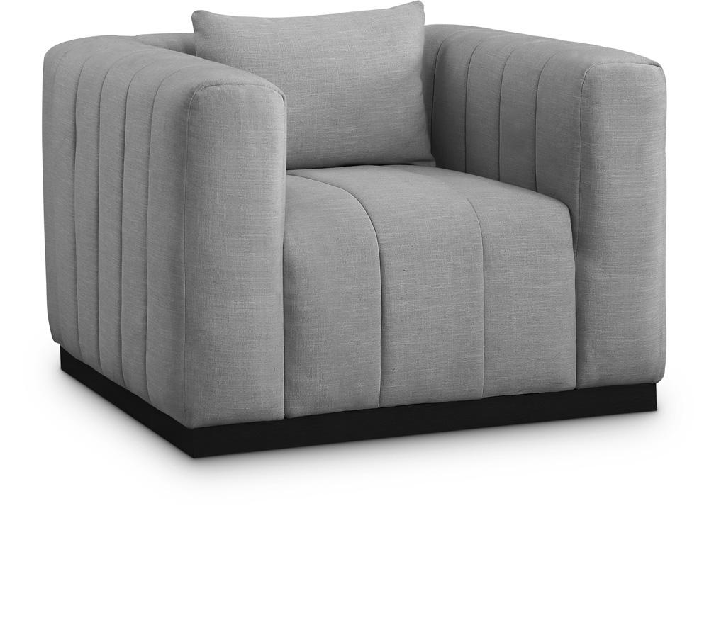 Meridian Furniture - Lucia Grey Linen Textured Fabric Chair - 655Grey-C veiw 1