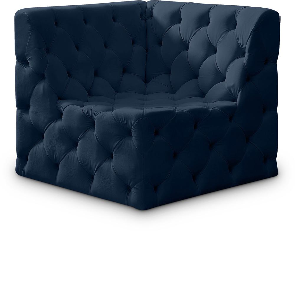 Meridian Furniture - Tuft Navy Velvet Corner Chair - 680Navy-Corner veiw 1