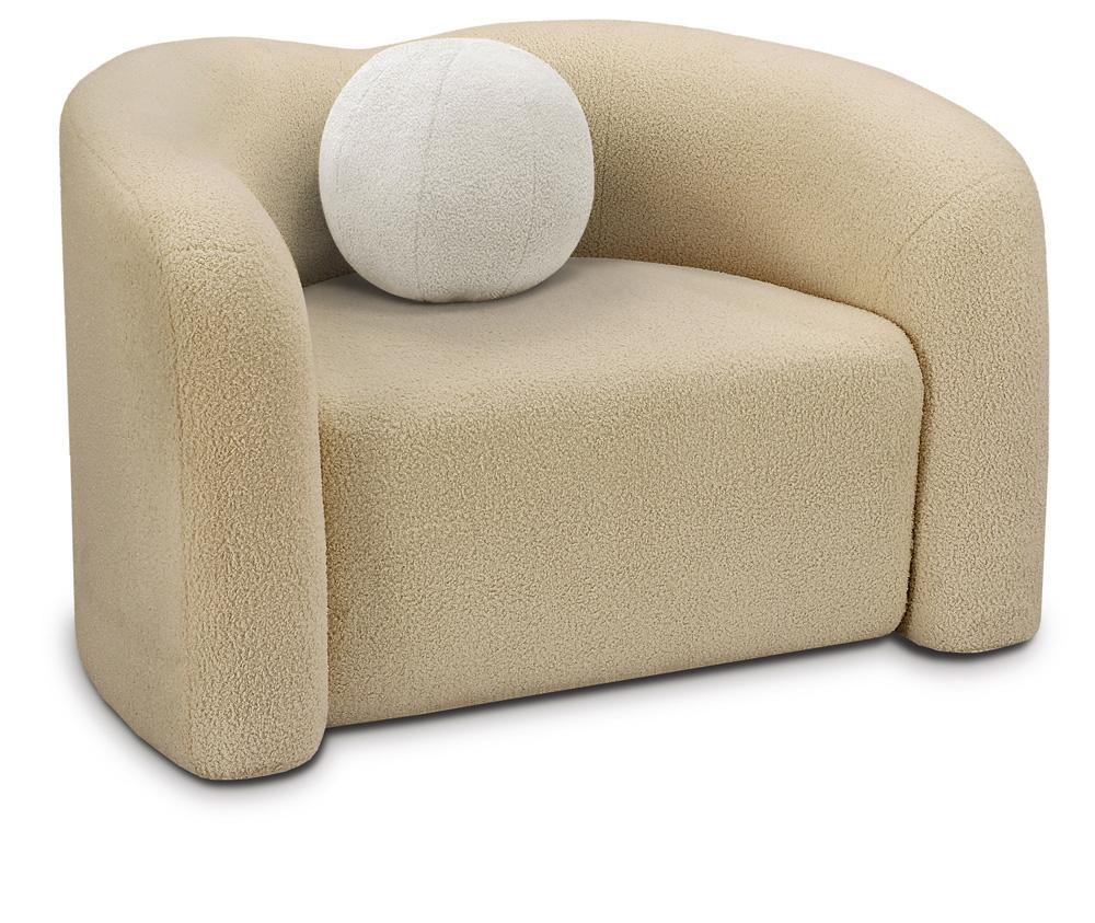 Meridian Furniture - Kali Beige Faux Shearling Teddy Fabric Chair - 186Beige-C veiw 1