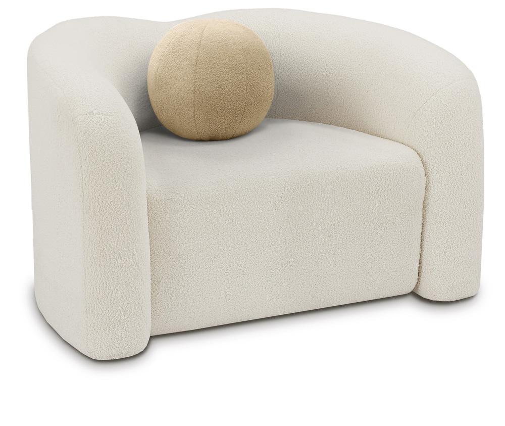 Meridian Furniture - Kali Cream Faux Shearling Teddy Fabric Chair - 186Cream-C veiw 1