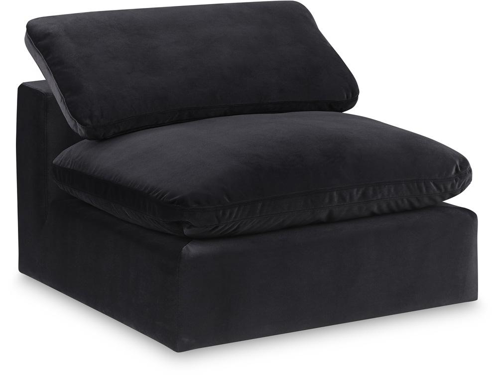Meridian Furniture - Comfy Black Velvet Modular Armless Chair - 189Black-Armless veiw 1