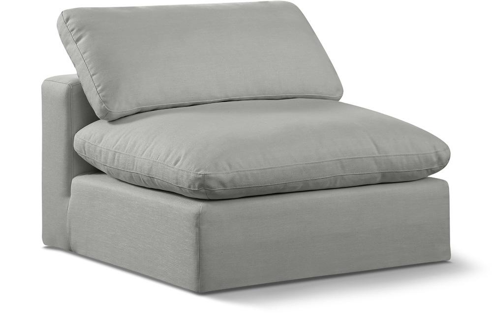 Meridian Furniture - Comfy Grey Linen Textured Fabric Modular Armless Chair - 187Grey-Armless veiw 1