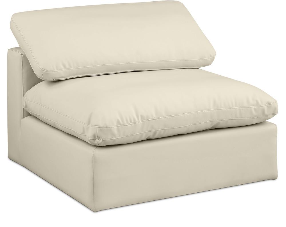 Meridian Furniture - Comfy Cream Vegan Leather Modular Armless Chair - 188Cream-Armless veiw 1