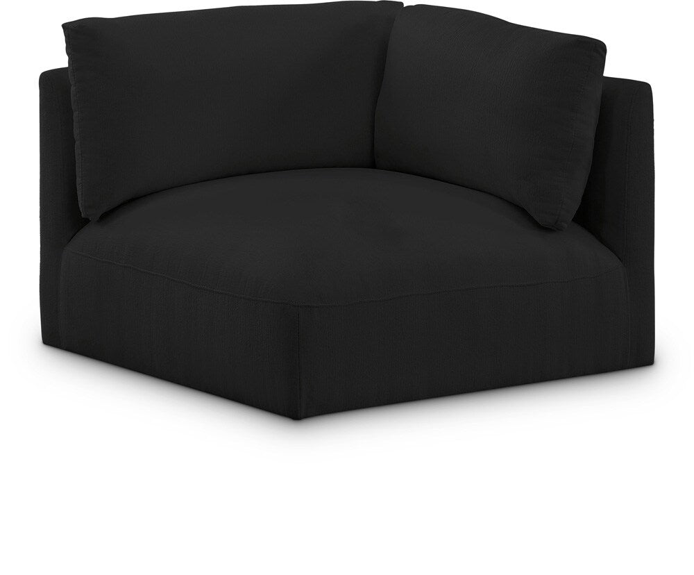 Meridian Furniture - Ease Black Polyester Fabric Corner - 696Black-Corner veiw 1