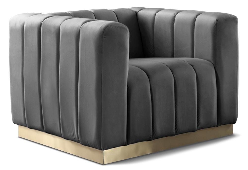 Meridian Furniture - Marlon Grey Velvet Chair - 603Grey-C veiw 1