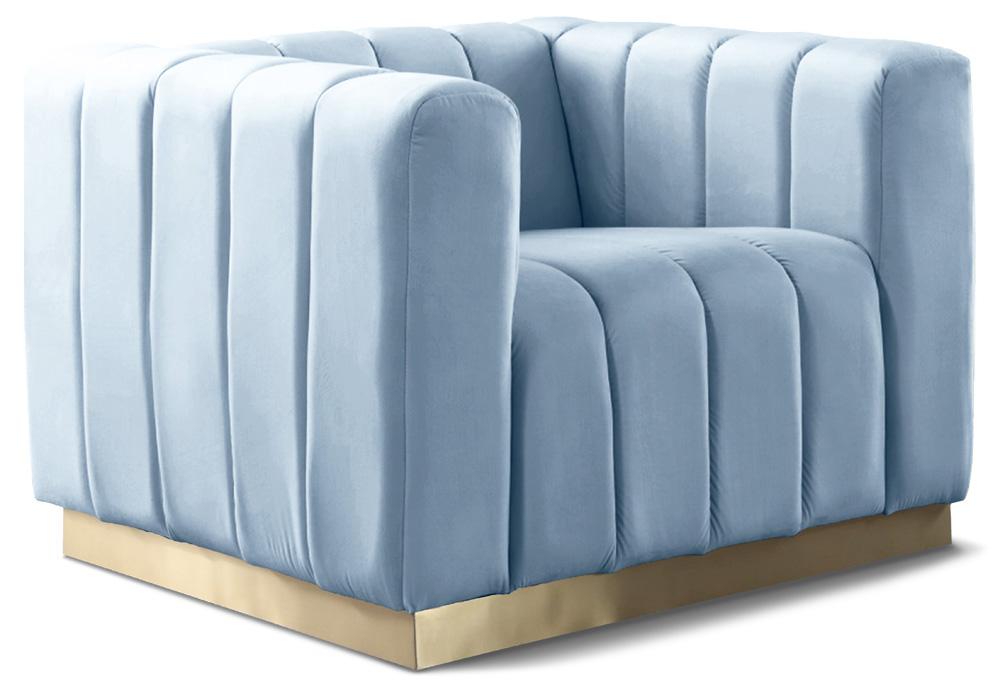 Meridian Furniture - Marlon Sky Blue Velvet Chair - 603SkyBlu-C veiw 1