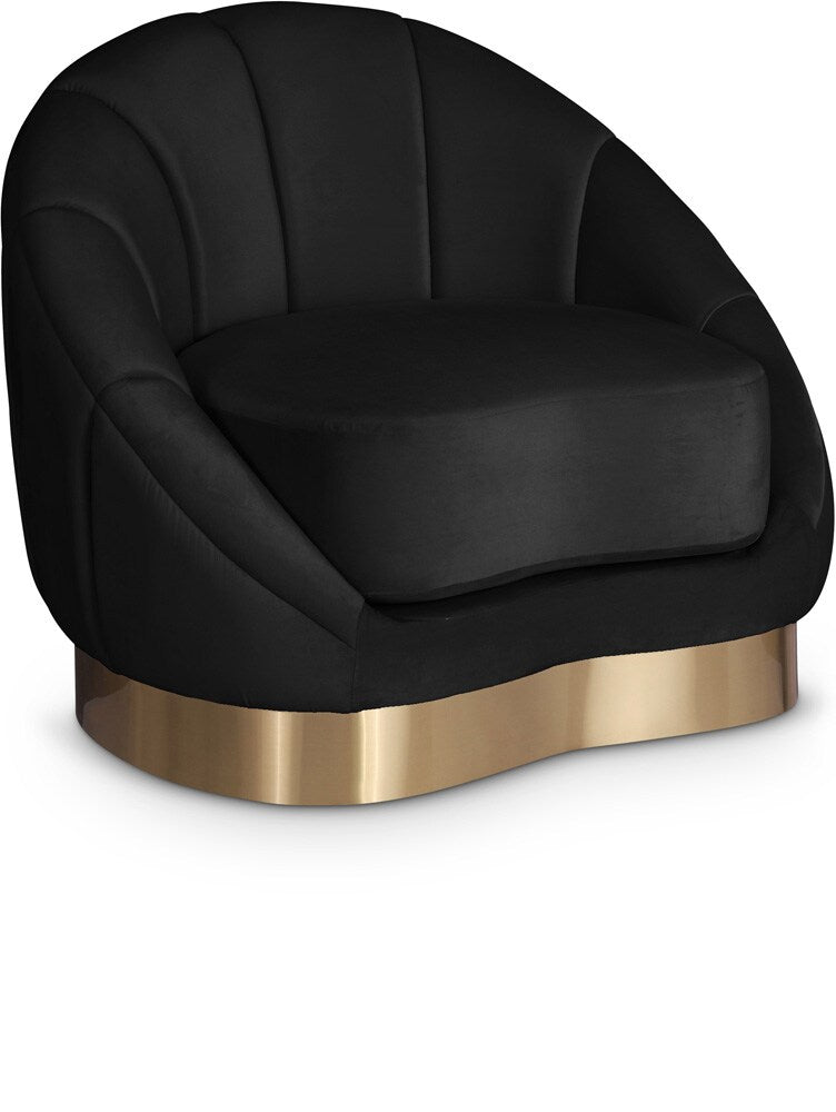 Meridian Furniture - Shelly Black Velvet Chair - 623Black-C veiw 1