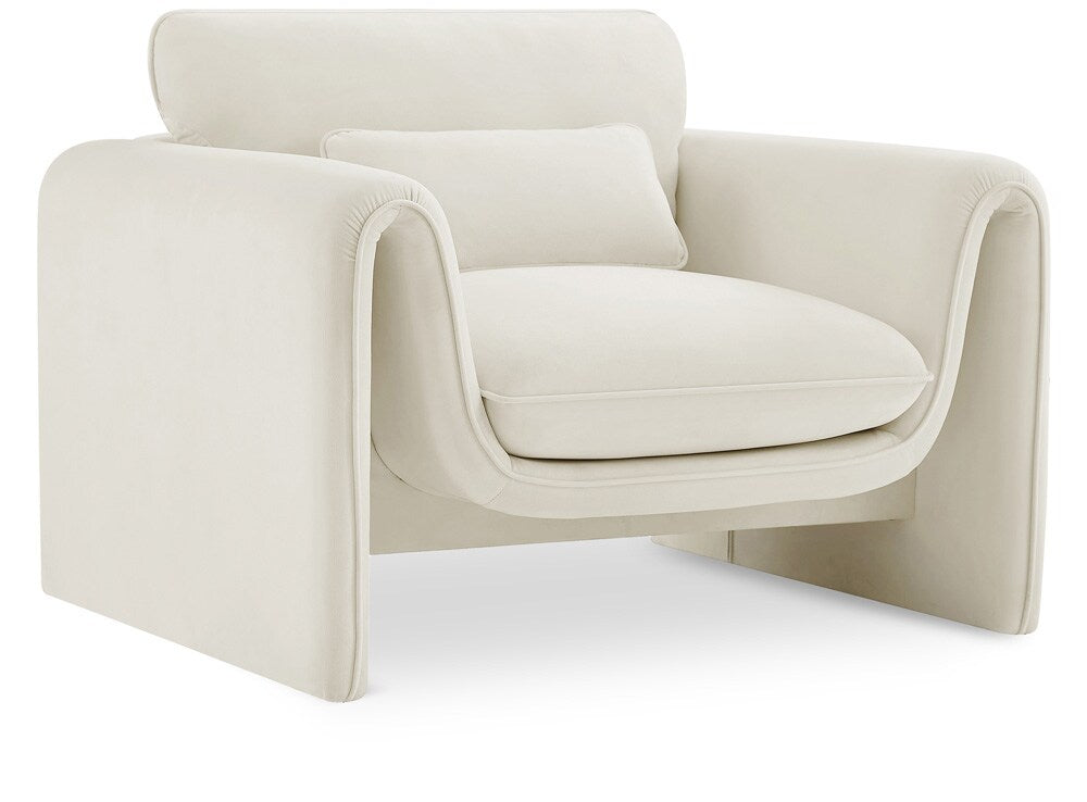 Meridian Furniture - Sloan Cream Velvet Fabric Chair - 199Cream-C veiw 1