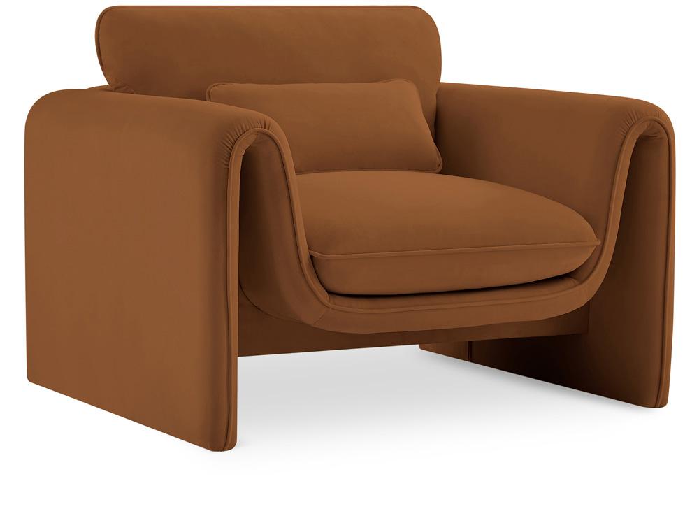 Meridian Furniture - Sloan Saddle Velvet Fabric Chair - 199Saddle-C veiw 1