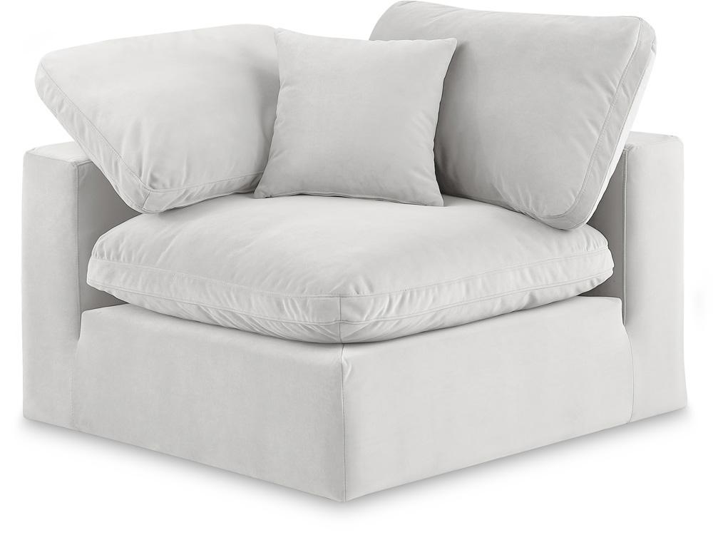 Meridian Furniture - Comfy Cream Velvet Modular Corner Chair - 189Cream-Corner veiw 1
