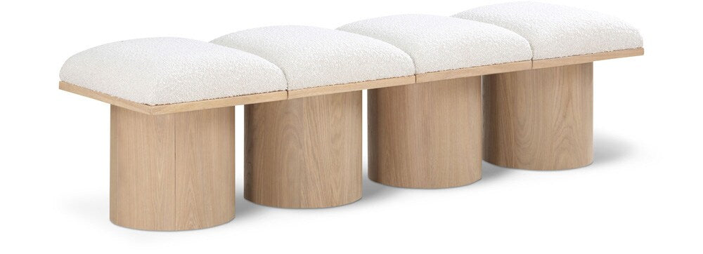 Meridian Furniture - Pavilion Cream Boucle Fabric Bench - 4Pc - 465Cream-4B veiw 1