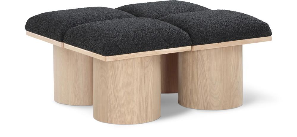 Meridian Furniture - Pavilion Black Boucle Fabric Bench - 4Pc - 465Black-4C veiw 1