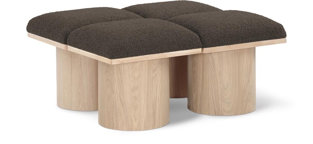 Meridian Furniture - Pavilion Brown Boucle Fabric Bench - 4Pc - 465Brown-4C veiw 1