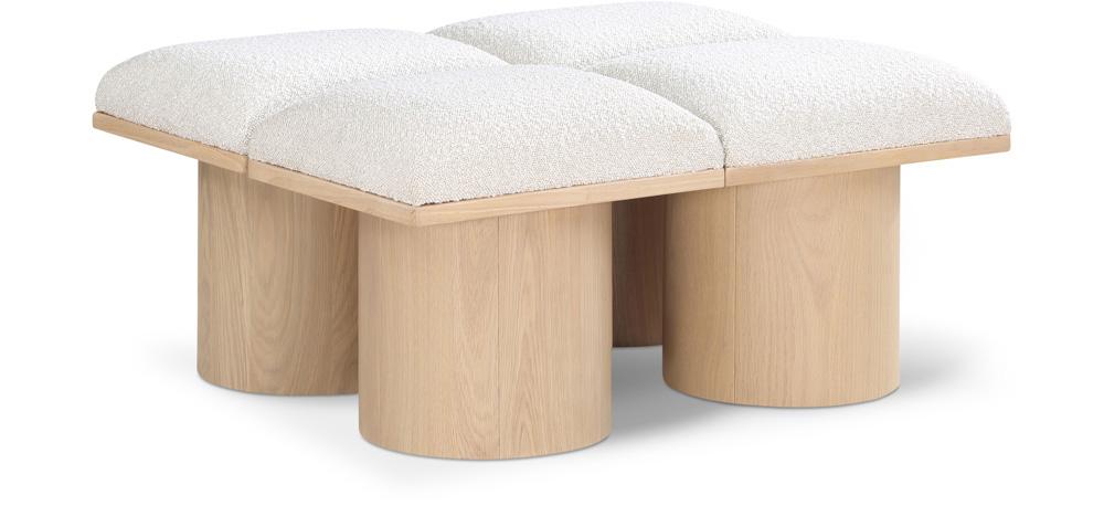 Meridian Furniture - Pavilion Cream Boucle Fabric Bench - 4Pc - 465Cream-4C veiw 1