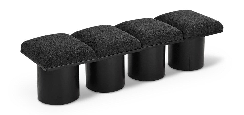 Meridian Furniture - Pavilion Black Boucle Fabric Bench - 4Pc - 466Black-4A veiw 1