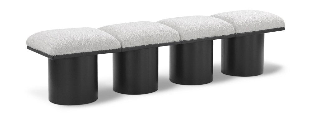 Meridian Furniture - Pavilion Cream Boucle Fabric Bench - 4Pc - 466Cream-4A veiw 1