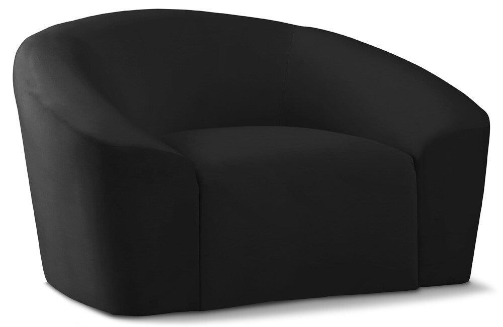 Meridian Furniture - Riley Black Velvet Chair - 610Black-C veiw 1