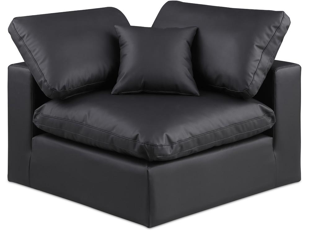 Meridian Furniture - Comfy Black Vegan Leather Modular Corner Chair - 188Black-Corner veiw 1