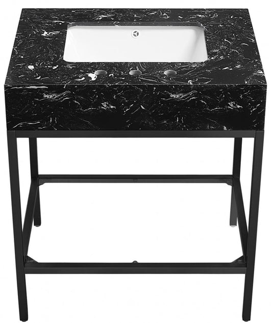 Meridian Furniture - Marmo Black Engineered Marble Bathroom Vanity - 407Black-30 veiw 2