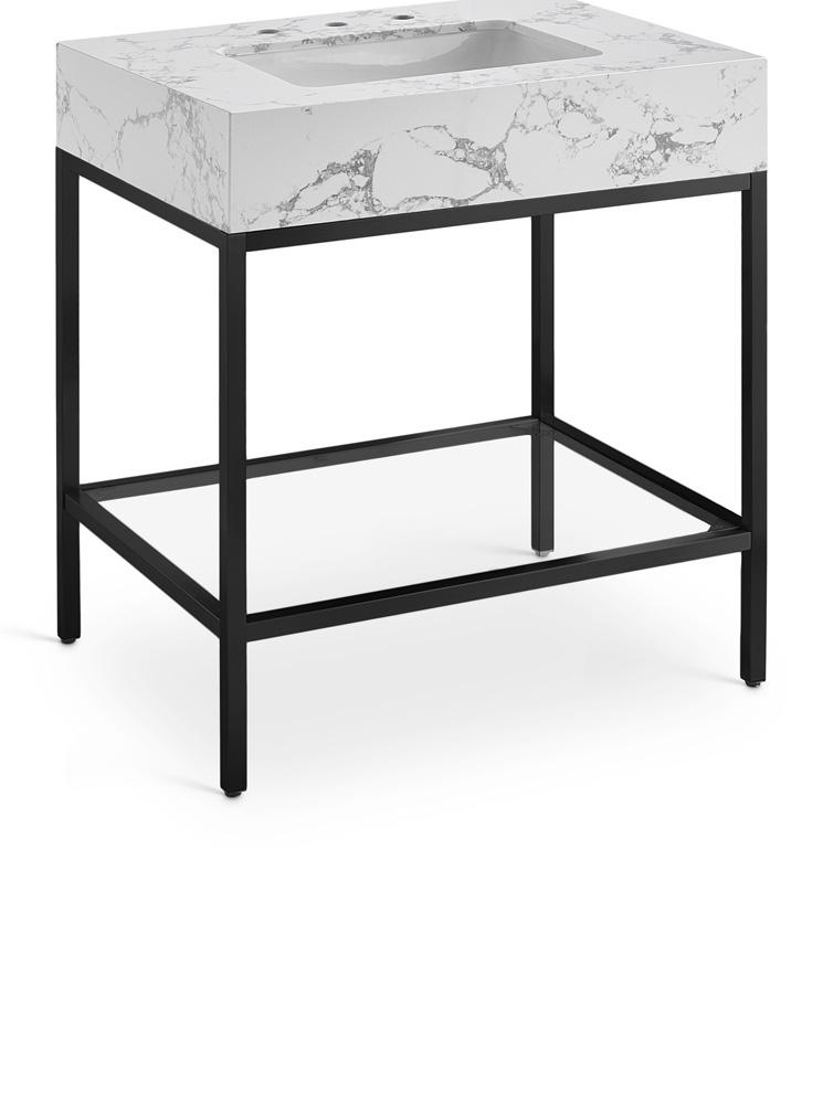 Meridian Furniture - Marmo Black Engineered Marble Bathroom Vanity - 407White-30 veiw 1