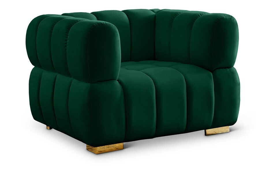 Meridian Furniture - Gwen Green Velvet Chair - 670Green-C veiw 1