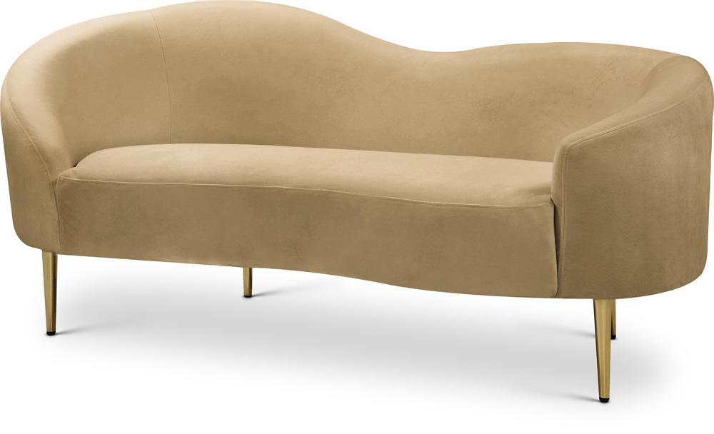 Meridian Furniture - Ritz Camel Velvet Loveseat - 659Camel-L veiw 1